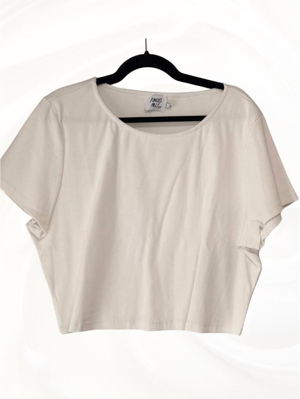 Princess Polly White Ribbed Crop Top Size 20